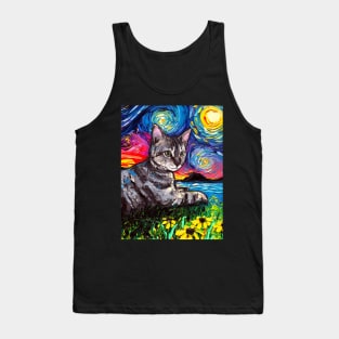 Tabby Tiger Cat Starry Night Tank Top